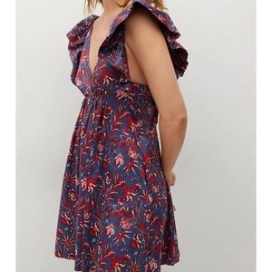 Mango x Chuffy flounce sleeve open back dress